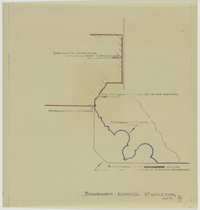 214595 Afbeelding van het oorspronkelijke profiel van de kantstijl van een venster op de tweede geleding van de ...